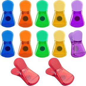 VNDUEEY 12 Pack Chip Clips Bag Clips, Magnetic Clips, Clips for Food Packages, Snack Bag Clips for Food Storage, Fridge Magnet Clips, Food Sealing Clips, Colorful