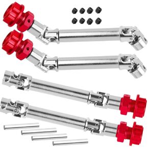 RC #45 Steel Front Rear Driveshaft Axles&Wheel Hex Hub Upgrades Part for 1/8 Mojave 4X4 4S BLX RC Car,Stainless Drive Shaft CVD Hops up,4PCS Silver with Titanium.Vehicle Code:ARA4404.