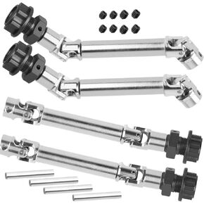 RC #45 Steel Front Rear Driveshaft Axles&Wheel Hex Hub Upgrades Part for 1/8 Mojave 4X4 4S BLX RC Car,Stainless Drive Shaft CVD Hops up,4PCS Silver with Titanium.Vehicle Code:ARA4404.