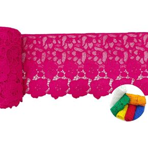 5 Yards Red Lace Trim Flower for Sewing 6.5in Width Soft and Comfortable On The Skin Flower Pattern DIY Craft Clothes Edge Trim Ribbon
