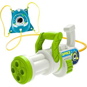 Kid's Water Gun Astronaut 1.8L Backpack Set, Cartoon Design, Pull Out Water Blaster, Summer Outdoor Remote Controlled Water Toys, Outside Backyard Fun Squirt Guns for Kids Ages 3 4 5 6 7 8