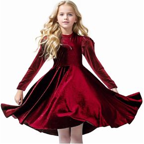 Girls Fall Dress Christmas Dresses Party Birthday Gifts Long Sleeve Casual Spring Flowy Velvet Winter Outfits