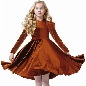 Girls Fall Dress Christmas Dresses Party Birthday Gifts Long Sleeve Casual Spring Flowy Velvet Winter Outfits