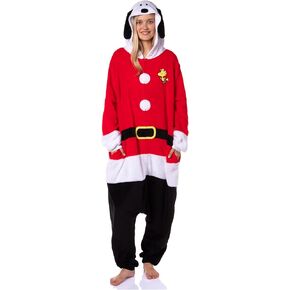 INTIMO Peanuts Snoopy Christmas Mens' Hooded Union Suit Costume Sleep Pajama For Adults
