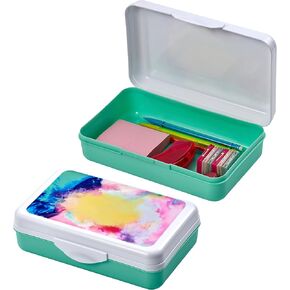 It's Academic Pencil Box Kit, Includes Ruler & Sharpener, Durable Plastic, for School & Office Supplies, Watercolor Design