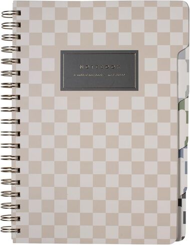 Fringe Studio Large Tab Notebook,Neutral Checks, Flexible Paperback Cover, 5 Subject/Die-Cut Dividers, 7.25" X 10", 180 Lined Pages, Multicolor (343PA002FSC) in Saudi Arabia