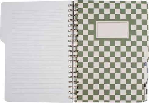 Fringe Studio Large Tab Notebook,Neutral Checks, Flexible Paperback Cover, 5 Subject/Die-Cut Dividers, 7.25" X 10", 180 Lined Pages, Multicolor (343PA002FSC) in Saudi Arabia