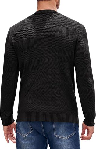 Beotyshow Men's Long Sleeve Crew Neck Casual Textured Sweaters Heavyweight Pullover Jumper in Saudi Arabia