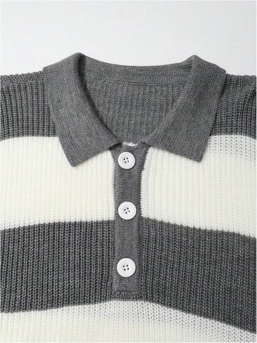 MakeMeChic Men's Two Tone Long Sleeve Sweaters Color Block Collar Neck Knit Tops in Saudi Arabia