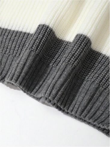 MakeMeChic Men's Two Tone Long Sleeve Sweaters Color Block Collar Neck Knit Tops in Saudi Arabia