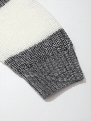 MakeMeChic Men's Two Tone Long Sleeve Sweaters Color Block Collar Neck Knit Tops in Saudi Arabia