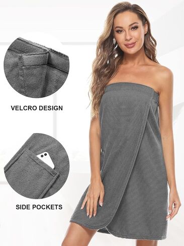 Knuffnee Women's Bath Wrap Towel Shower Spa Body Wrap Adjustable Closure Bathrobe in Kuwait
