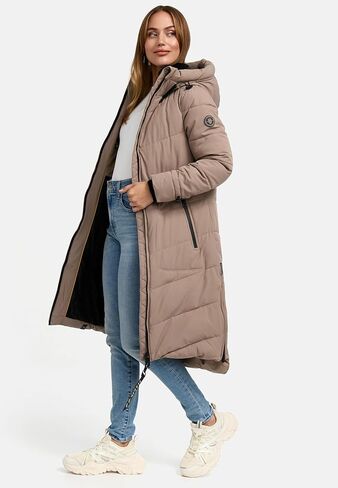 Marikoo Women's Long Quilted Jacket for Winter | Puffy Winter Coat in Knee-Length | Ladies’ Coats with Hoods | Benikoo XS-5XL in Saudi Arabia