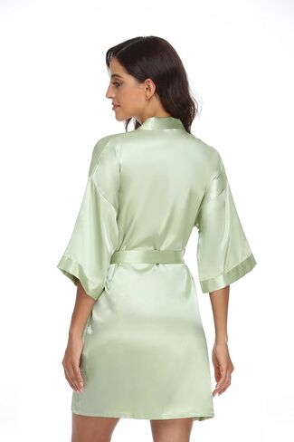 12 Pcs Short Kimono Robes for Women Silky Bride Bridesmaid Robe Satin Lightweight Bathrobe for Wedding Party in Kuwait