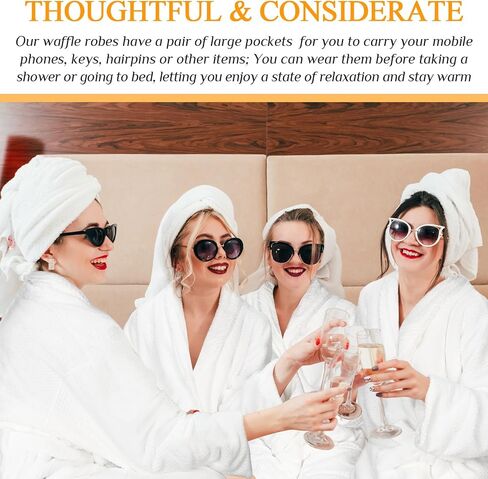 Tigeen 4 Pcs Women Spa Robe Bath Robe Long Soft Waffle Spa Bathrobes with Belt for Guests Bridesmaid Team Weddings Salon Hotel Bachelorette Party Birthdays in Saudi Arabia