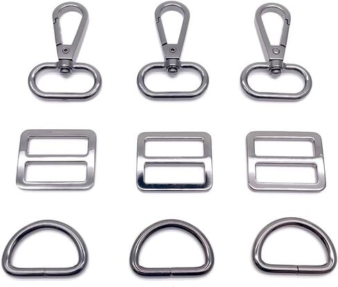 خطافات دوارة مع حلقة على شكل حرف D وإبزيم منزلق ثلاثي الانزلاق لأجهزة المحفظة، 18 قطعة من الحبل المعدني، مشبك دوار، مشبك جراد البحر، خطاف خاطف لأحزمة المحافظ، صناعة حقائب اليد (برونزية عتيقة، 1 بوصة) in Kuwait