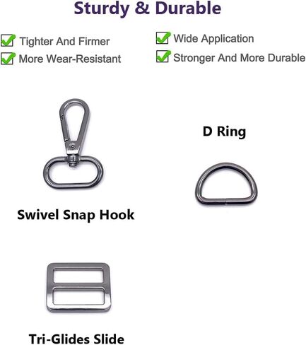 خطافات دوارة مع حلقة على شكل حرف D وإبزيم منزلق ثلاثي الانزلاق لأجهزة المحفظة، 18 قطعة من الحبل المعدني، مشبك دوار، مشبك جراد البحر، خطاف خاطف لأحزمة المحافظ، صناعة حقائب اليد (برونزية عتيقة، 1 بوصة) in Kuwait