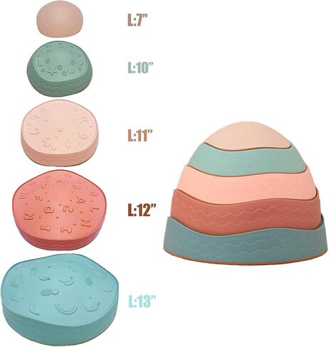 Luanka Balance Stepping Stones للأطفال، 5 قطع من أحجار القفز للأطفال الصغار حتى 220 رطل، دورة عقبة للأطفال، لعبة التنسيق الداخلية والخارجية للأطفال الصغار ألعاب حسية للأعمار من 3 سنوات فما فوق in Saudi Arabia