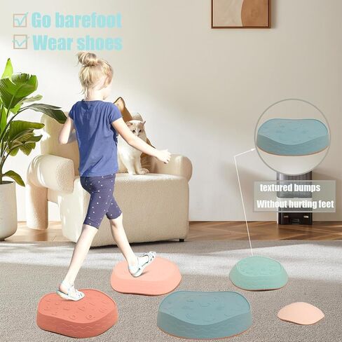 Luanka Balance Stepping Stones للأطفال، 5 قطع من أحجار القفز للأطفال الصغار حتى 220 رطل، دورة عقبة للأطفال، لعبة التنسيق الداخلية والخارجية للأطفال الصغار ألعاب حسية للأعمار من 3 سنوات فما فوق in Saudi Arabia