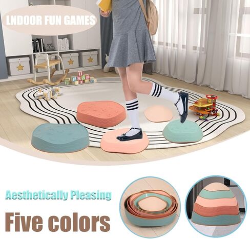 Luanka Balance Stepping Stones للأطفال، 5 قطع من أحجار القفز للأطفال الصغار حتى 220 رطل، دورة عقبة للأطفال، لعبة التنسيق الداخلية والخارجية للأطفال الصغار ألعاب حسية للأعمار من 3 سنوات فما فوق in Saudi Arabia