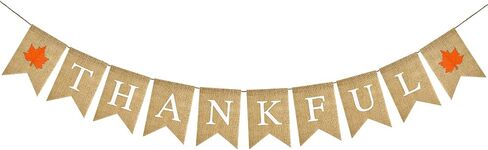 Thankful Burlap Banner, Prestrung Thanksgiving Banner, Maple Leaves Thankful Banner, Fall Burlap Banner for Thanksgiving, Fall Banner for Autumn Harvest, Baby Shower, Engagement, Wedding Thankful Party in Saudi Arabia
