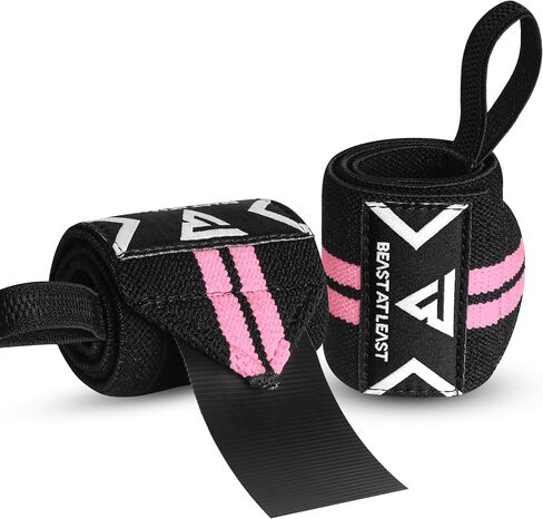 Weight Lifting Wrist Wraps – 18" Cotton Wrist Support with Thumb Loop – Gym Straps for Workout Powerlifting Weightlifting Fitness Strength Training, Stiff Wrist Straps in Saudi Arabia