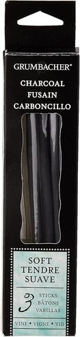 Grumbacher Vine Charcoal, Soft, Black, 3 Pack (V41) in Kuwait