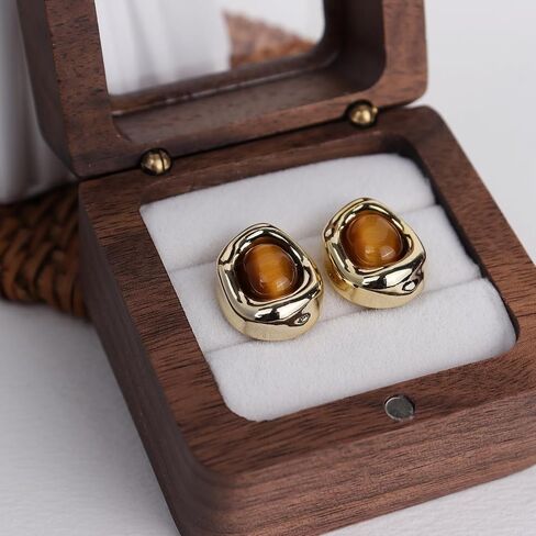 JeanBeau Gold Statement Stud Earrings for Women, Trendy Geometric Saturn Flower Clover Rhinestone CZ Hypoallergenic Earing Valentine Jewelry Gift in Saudi Arabia