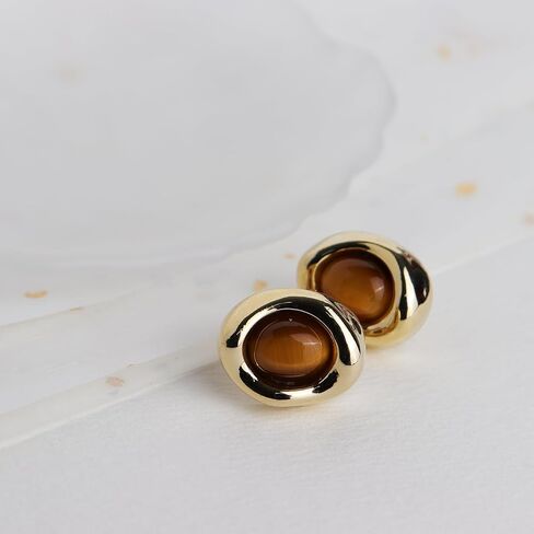 JeanBeau Gold Statement Stud Earrings for Women, Trendy Geometric Saturn Flower Clover Rhinestone CZ Hypoallergenic Earing Valentine Jewelry Gift in Saudi Arabia