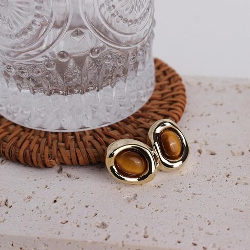 JeanBeau Gold Statement Stud Earrings for Women, Trendy Geometric Saturn Flower Clover Rhinestone CZ Hypoallergenic Earing Valentine Jewelry Gift in Saudi Arabia