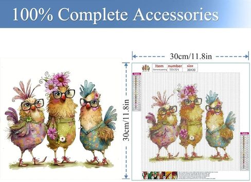JFYHAB Hen Diamond Painting Kits for Adults, Chicken 5D DIY Diamond Art Kits for Beginners Round Full Drill Diamond Painting for Home Wall Decoration Gift 12×12inch in Saudi Arabia