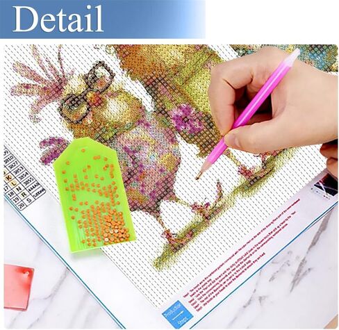 JFYHAB Hen Diamond Painting Kits for Adults, Chicken 5D DIY Diamond Art Kits for Beginners Round Full Drill Diamond Painting for Home Wall Decoration Gift 12×12inch in Saudi Arabia
