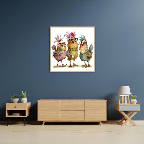 JFYHAB Hen Diamond Painting Kits for Adults, Chicken 5D DIY Diamond Art Kits for Beginners Round Full Drill Diamond Painting for Home Wall Decoration Gift 12×12inch in Saudi Arabia