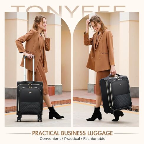 18.5-Inch Carry On Luggage with Removable Wheels, Converts to Under Seat Personal Item, Fits Airline Sizers, 15.6" Compartment, Softside Suitcase, Black in Kuwait