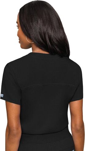 Med Couture Women's Scrub Set with V- Neck Scrub Top MC7448 and 2-Way Stretch Pants 7710, Black - L Top/L Petite Pant in Saudi Arabia