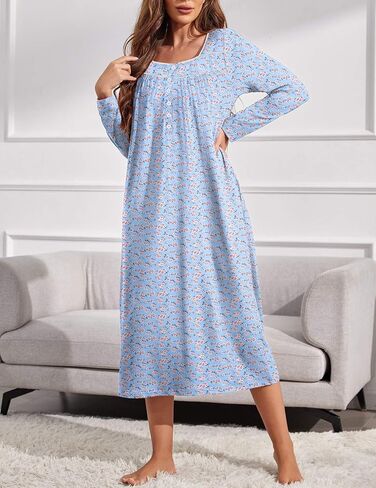 قمصان نوم نسائية طويلة الأكمام من Ekouaer، قمصان نوم طويلة من Henley، قمصان نوم كاملة الطول in Saudi Arabia