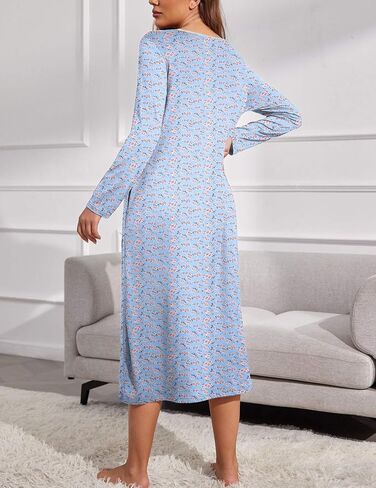 قمصان نوم نسائية طويلة الأكمام من Ekouaer، قمصان نوم طويلة من Henley، قمصان نوم كاملة الطول in Saudi Arabia