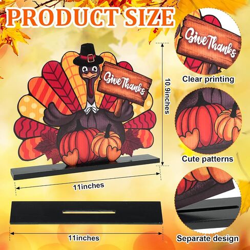 Thanksgiving Decorations Wooden Turkey Table Sign Pumpkin Autumn Table Centerpieces Standing Tabletop Happy Thanksgiving for Holiday Fall Harvest Home Room Table Shelf Farmhouse Decorations Grateful in Saudi Arabia