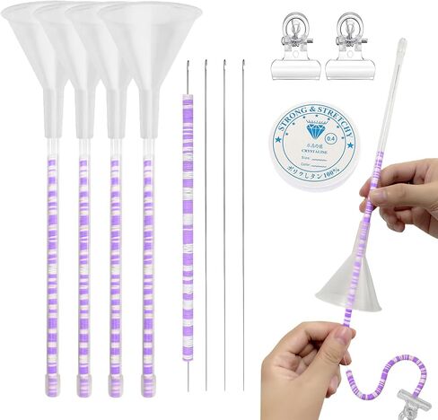 4 Pack Beading Funnel - Clay Beads Bracelet Making Kit, Beading Needles Bracelet Making Kit for Jewelry Making, Jewelry Making kit with Beading Funnel Can Replace Clay Bead Spinner in Saudi Arabia