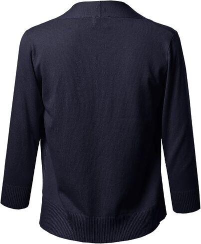 Women's Solid Soft Stretch 3/4 Sleeve Layer Short Cardigan in Kuwait