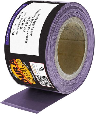 Dura-Gold Premium 220 Grit Purple Film Ceramic Longboard Sandpaper, 2-3/4" Wide Continuous 12 Yard Roll - Hook & Loop Backing for Auto & Woodworking Air File Long Board Sanders, Hand Sanding Blocks in Saudi Arabia