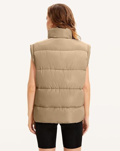WHN Womens Oversized Puffer Vest Lightweight Winter Warm Stand Collar Padded Puffy Jackets Coats with Plush Pockets in Saudi Arabia