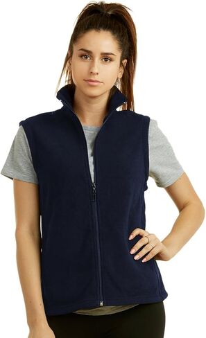 Women's Polar Fleece Full Zip Up Winter Vest (S, Navy) in Kuwait