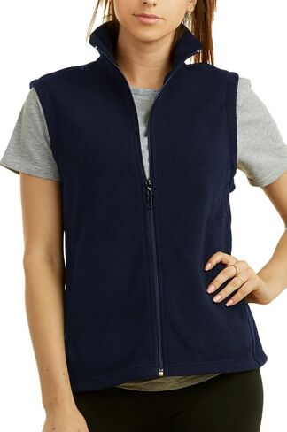 Women's Polar Fleece Full Zip Up Winter Vest (S, Navy) in Kuwait