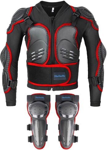 Kids Motorcycle Jacket Armor Suit-Dirt Bike Gear for Children,Back Chest Knee Protection for Cycling SkateBoard Skiing in Saudi Arabia