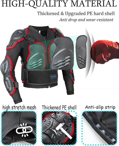 Kids Motorcycle Jacket Armor Suit-Dirt Bike Gear for Children,Back Chest Knee Protection for Cycling SkateBoard Skiing in Saudi Arabia