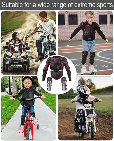 Kids Motorcycle Jacket Armor Suit-Dirt Bike Gear for Children,Back Chest Knee Protection for Cycling SkateBoard Skiing in Saudi Arabia