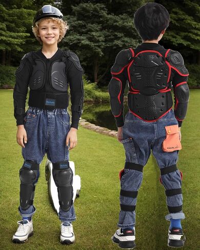 Kids Motorcycle Jacket Armor Suit-Dirt Bike Gear for Children,Back Chest Knee Protection for Cycling SkateBoard Skiing in Saudi Arabia
