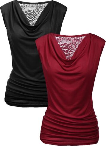 Zeagoo Womens Tank Tops 2 Pack Trendy Going Out Tops Sleeveless Shirts Ruched Business Casual Basic Tunic Tops Outfits in Kuwait