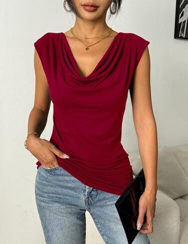 Zeagoo Womens Tank Tops 2 Pack Trendy Going Out Tops Sleeveless Shirts Ruched Business Casual Basic Tunic Tops Outfits in Kuwait
